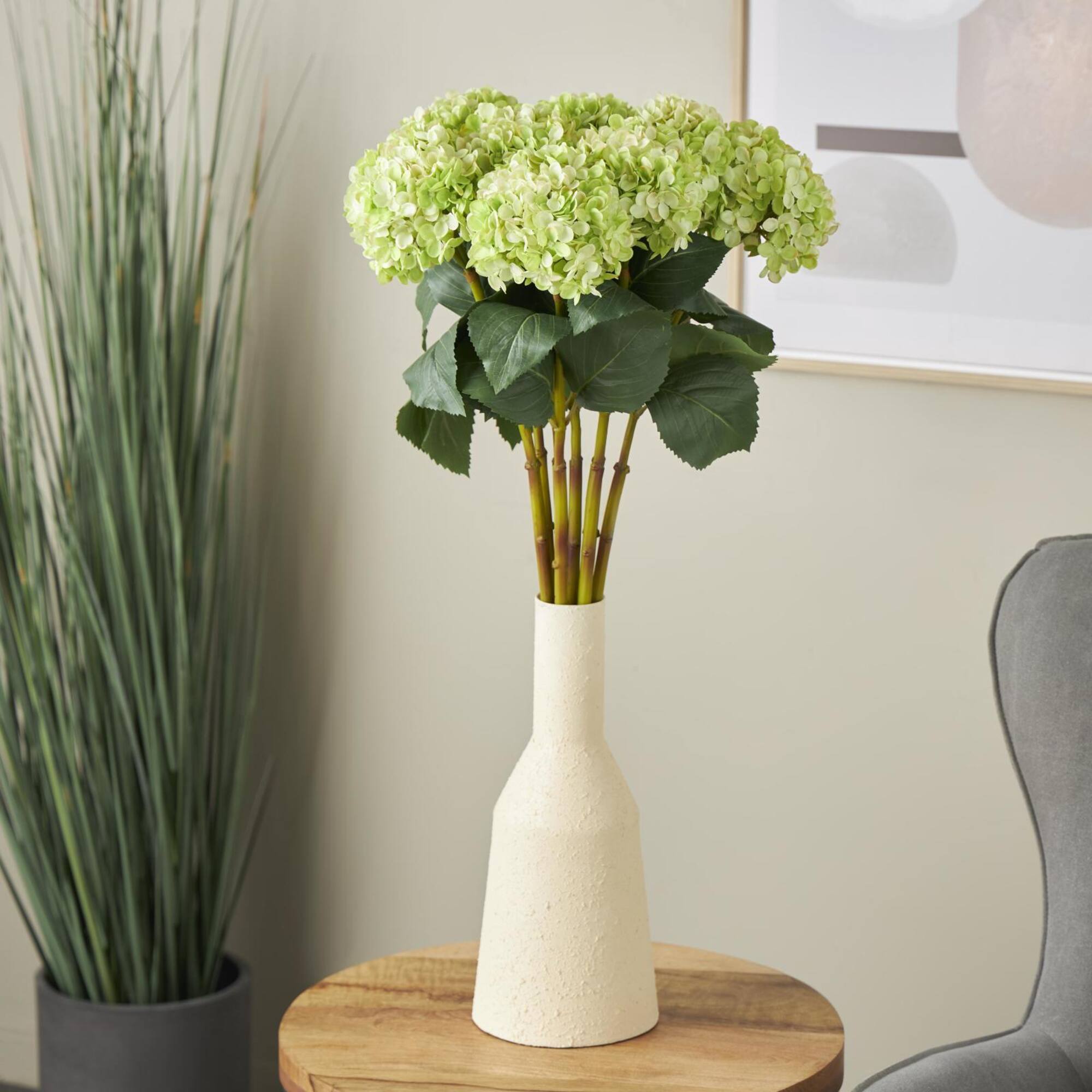 33" Green Hydrangea Artificial Flower Stem